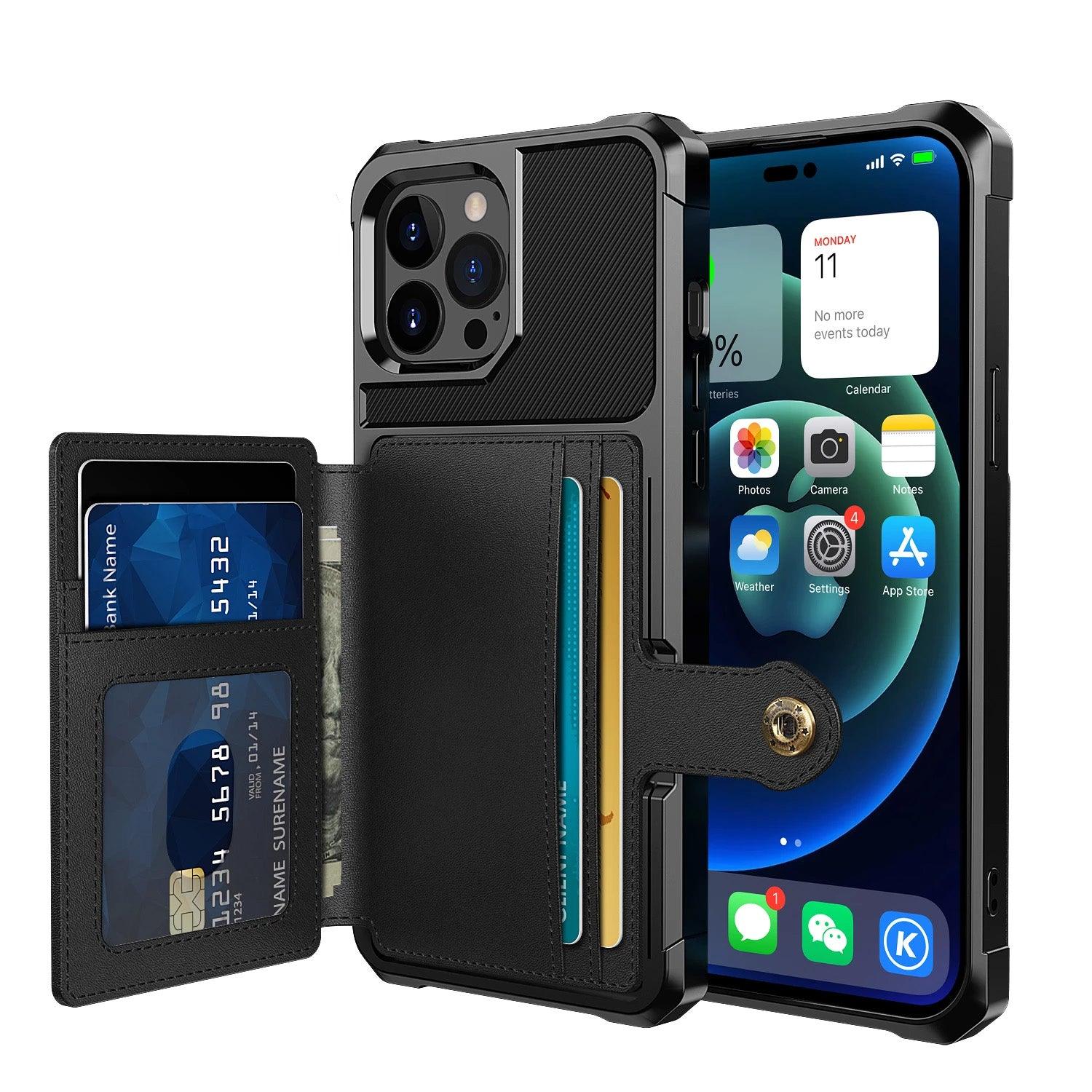 Shockproof Bumper Multi Card Holder Magnetic Case For iPhone 14 Pro Max Plus 13 12 mini - i-Phonecases.com