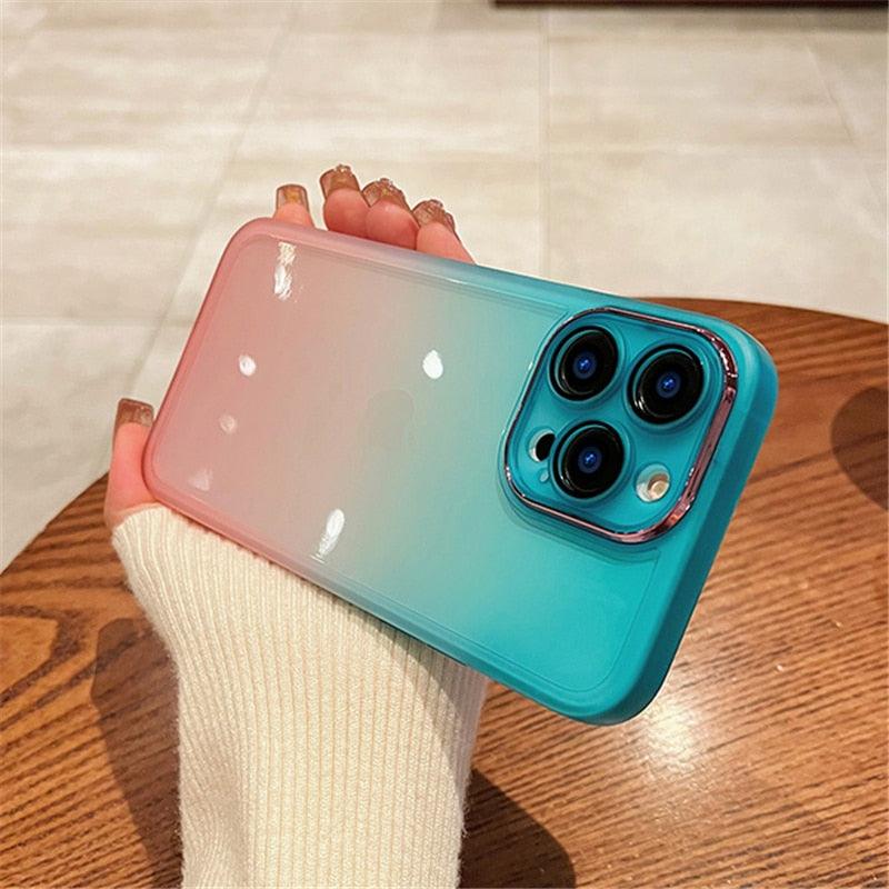 Shockproof Gradient Bumper Phone Case For iPhone 14 13 12 11 Pro Max XS Max X XR Clear Cover