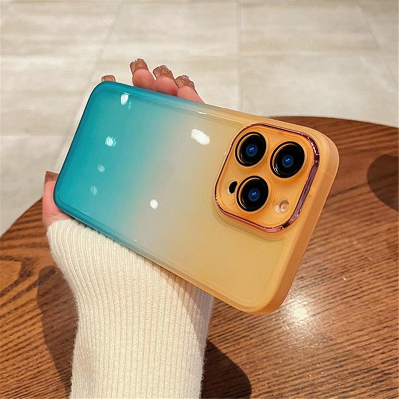 Shockproof Gradient Bumper Phone Case For iPhone 14 13 12 11 Pro Max XS Max X XR Clear Cover