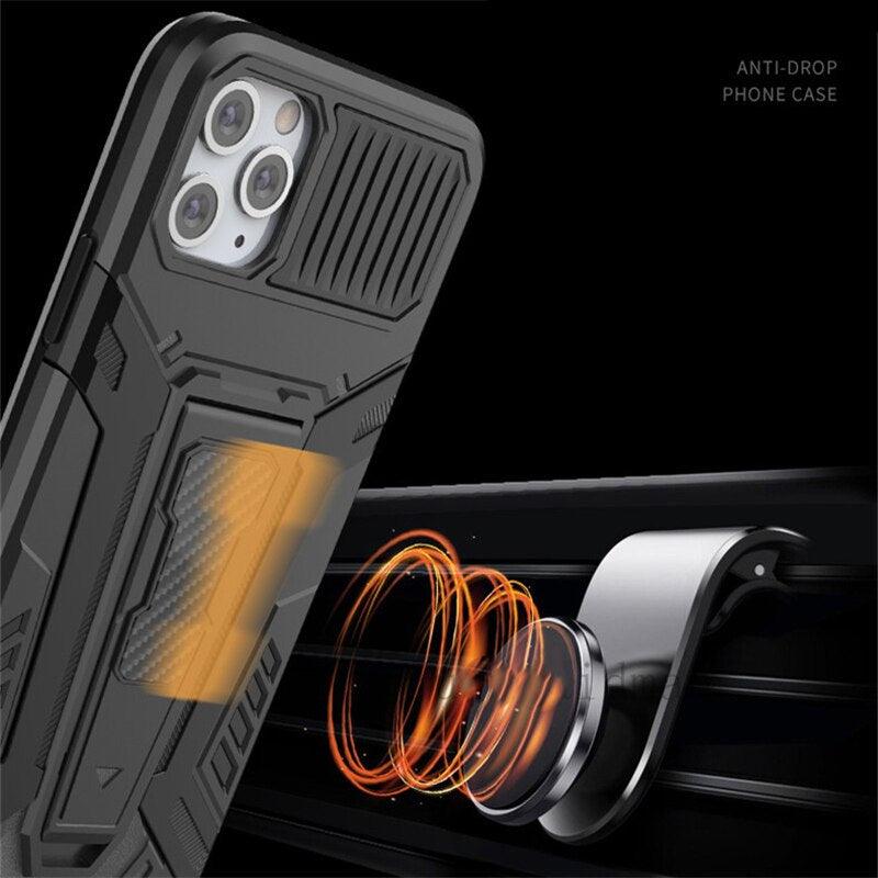 Shockproof Magnetic Armor Case For iPhone 12 Pro Max 11 Pro X XR XS Max 7 8s SE With Kickstand - i-Phonecases.com