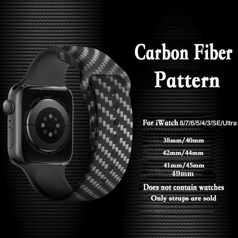 Silicon Carbon Fiber Strap For Apple Watch Ultra 49mm Series 7 41mm 45mm 6 3 SE 8 Wrist Band