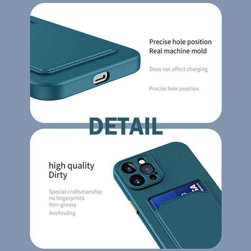 Silicone Shockproof Card Holder Case For iPhone X XR XS MAX 6 7 8 Plus SE 3 2022 2020