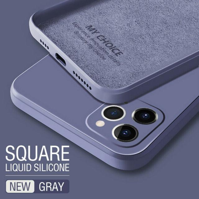 Square Slim Case For iPhone 15 14 13 Pro Max 12 11 XS XR 8 Liquid Silicone  Cover