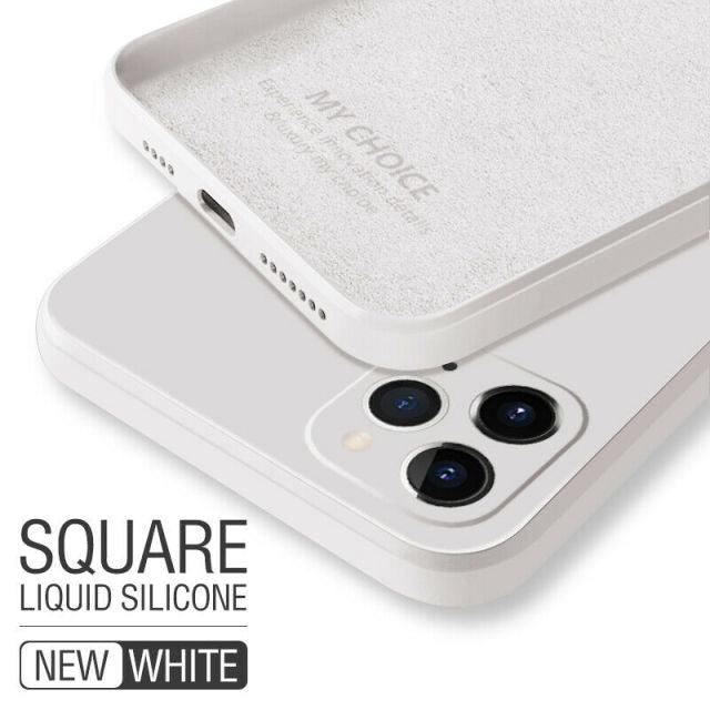 Square Case For iPhone 14 13 12 11 Pro Max XS XR 8 7 Candy Silicoen Soft  Cover