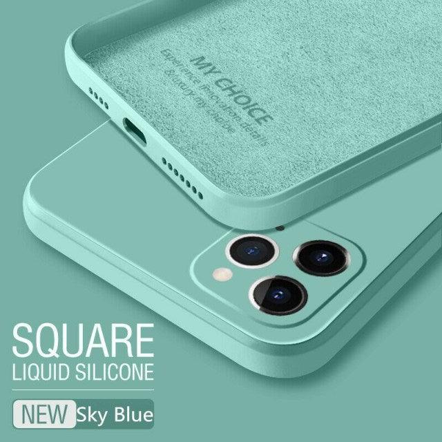 Simple Matte Pastel Colors Original Square Edge Liquid Silicone Phone – i- Phonecases.com