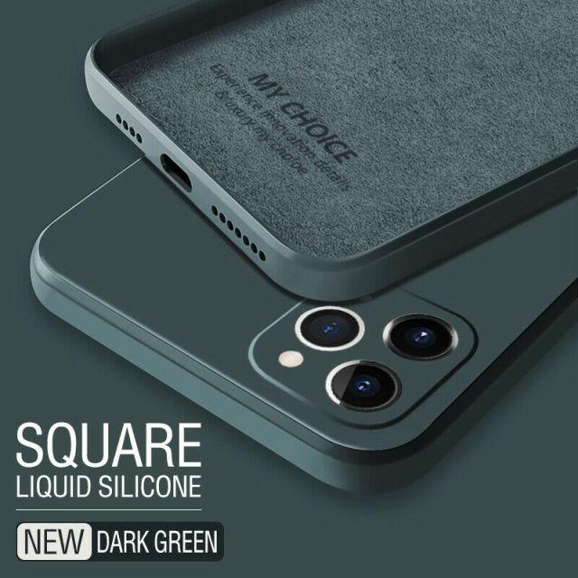 Simple Matte Pastel Colors Original Square Edge Liquid Silicone Phone – i- Phonecases.com