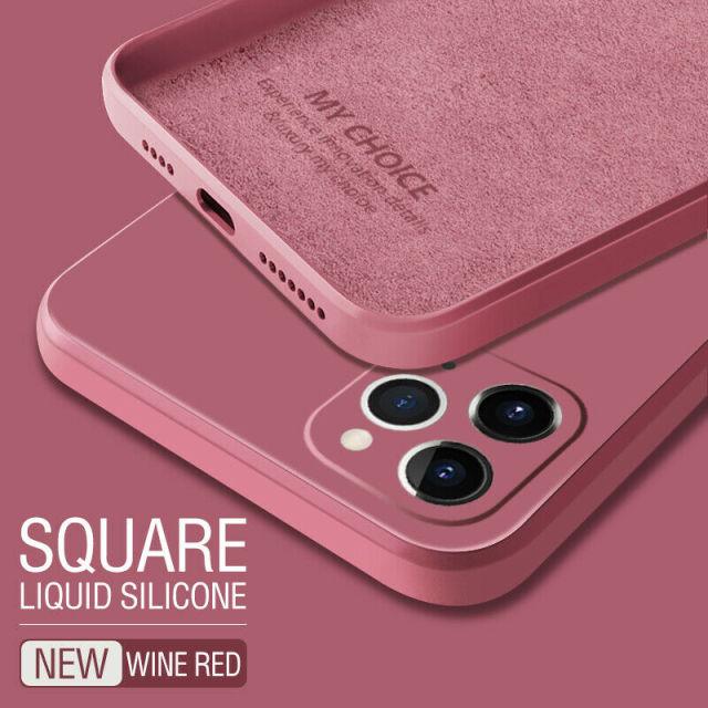 New Luxury Classic Square Edge Soft Liquid Silicone Case For