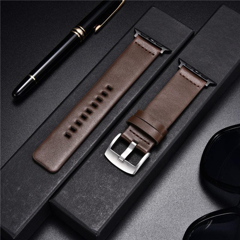 Simple Wide Leather Strap for Apple Watch 7 8 6 SE 5 4 3 Watch Band 38/40/41/42/44/45mm