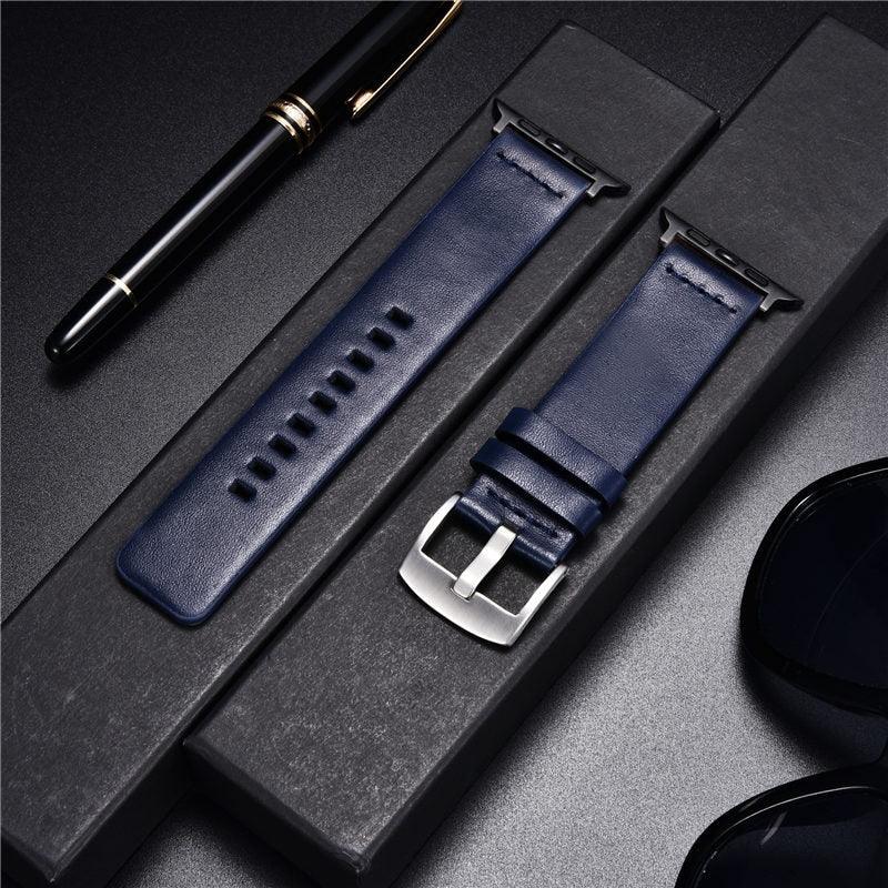 Simple Wide Leather Strap for Apple Watch 7 8 6 SE 5 4 3 Watch Band 38/40/41/42/44/45mm
