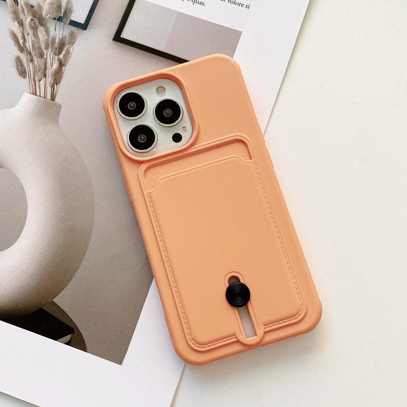 Soft Silicon Shockproof Card Holder Case For iPhone 12 Pro Max 13 14 Plus With Card Slider