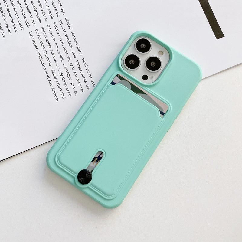 Soft Silicon Shockproof Card Holder Case For iPhone 12 Pro Max 13 14 Plus With Card Slider