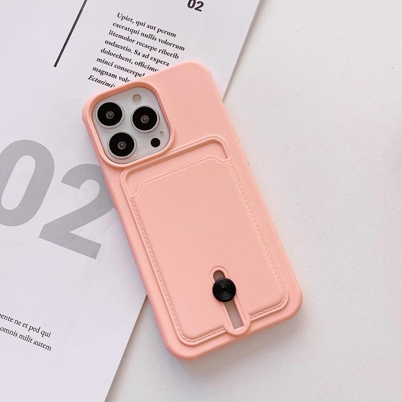 Soft Silicon Shockproof Card Holder Case For iPhone 12 Pro Max 13 14 Plus With Card Slider