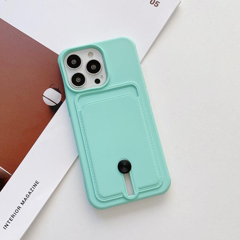 Soft Silicon Shockproof Card Holder Case For iPhone 12 Pro Max 13 14 Plus With Card Slider