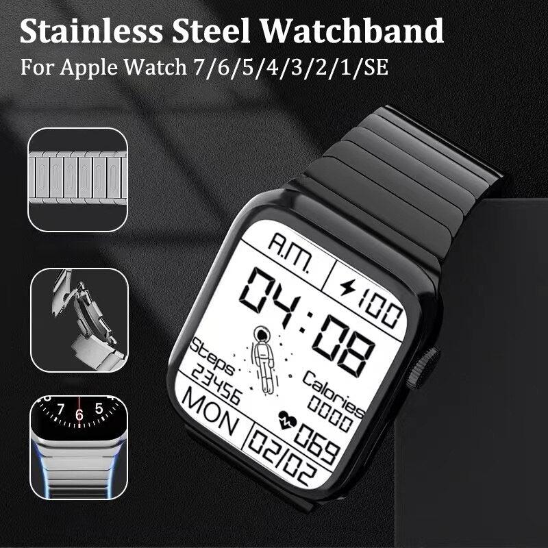 Stainless Steel Bracelet Strap For Apple Watch 8 7 41/45mm 6/5/4/3 44/40mm Ultra 49mm