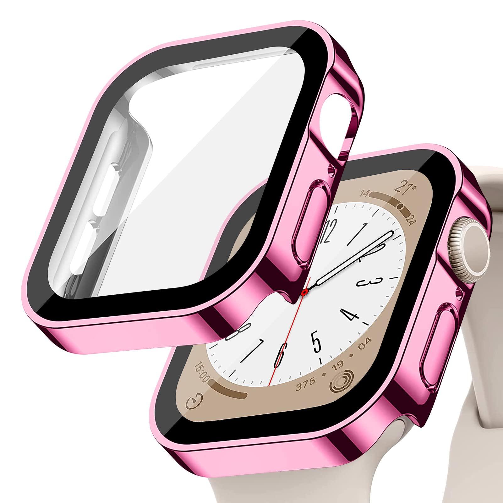 For Apple Watch Series 8 45mm Full Coverage TPU Watch Case Anti-scratch  Electroplating Protective Cover - Pink Wholesale