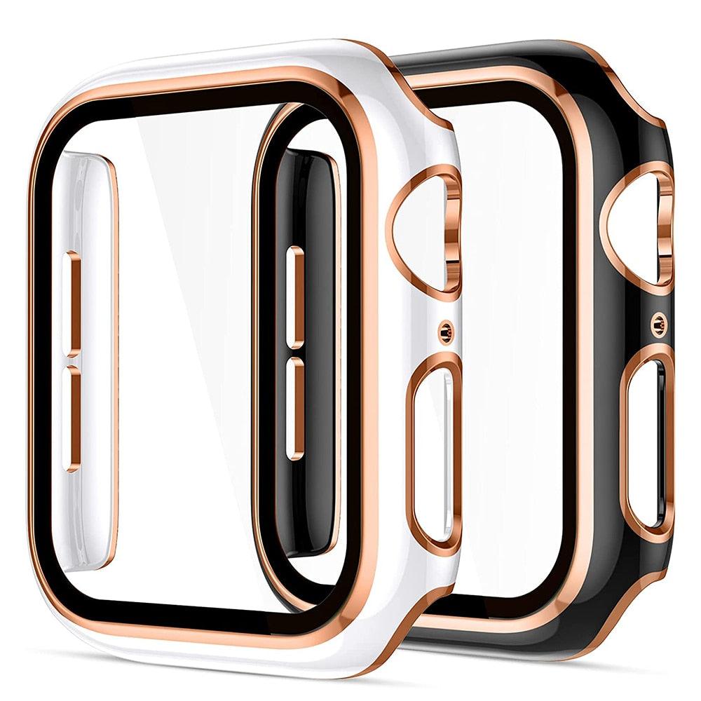 Tempered Glass Screen Case For Apple Watch Series 7 8 5 6 SE 3 45/41/44/40/42/38mm