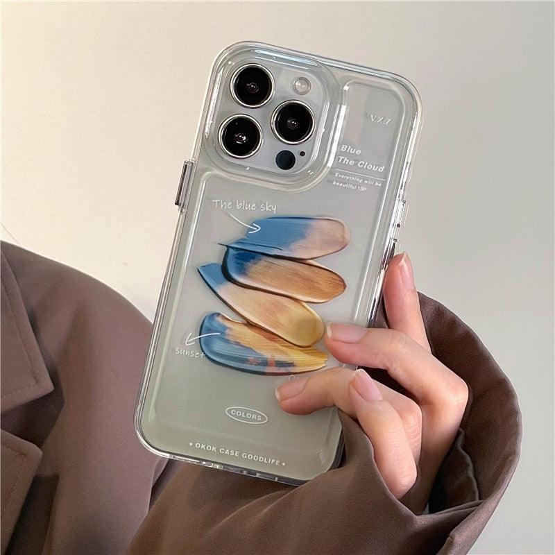 The Blue Sky Fashion Abstract Pigment Palette Phone Case For iPhone 11 Pro X XR XS Max