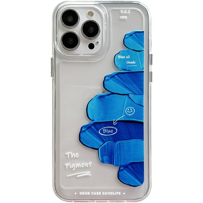 The Blue Sky Fashion Abstract Pigment Palette Phone Case For iPhone 11 Pro X XR XS Max
