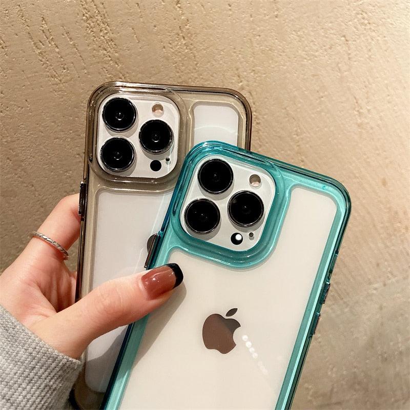 Thick Silicon Space Bumper Case for iPhone 13 14 12 Pro Max 11 X XR XS 7 8 Transparent Cover