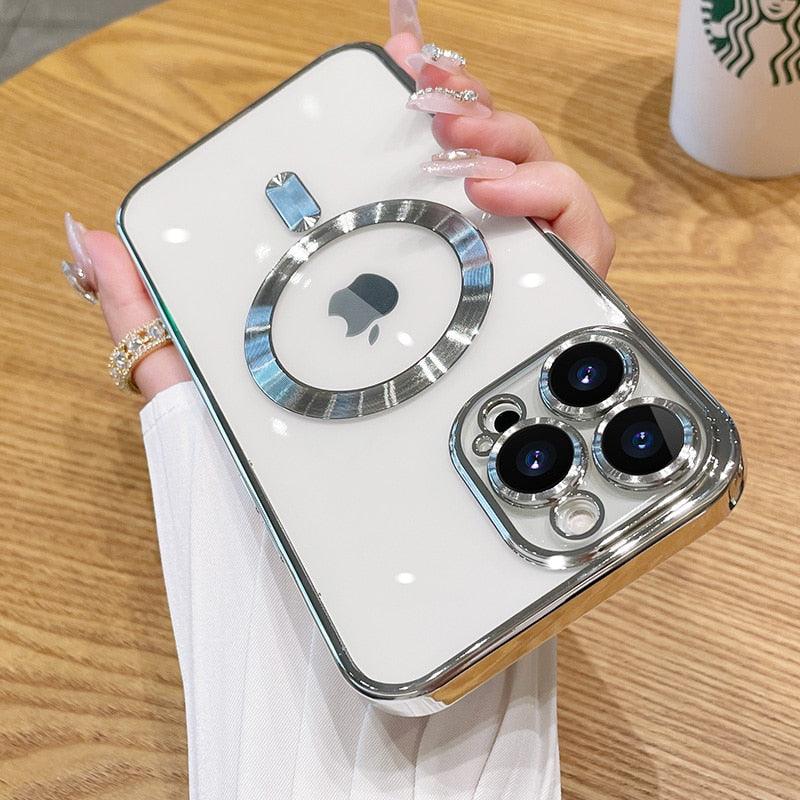 Transparent Magnetic Charging Case For Magsafe Case For iPhone 14 Plus 13 12 11 Pro Max Cover