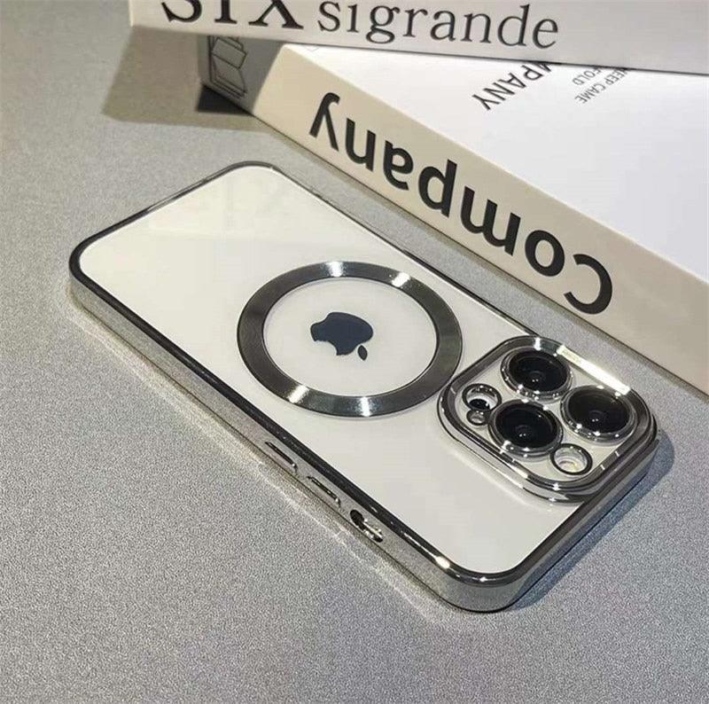 Transparent Magnetic Wireless Charging Case For iPhone 13 12 11 Pro Max 14 Silicone Cover