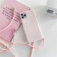 Ultra Thin Crossbody Necklace Lanyard Case for iPhone 14 Plus 13 Pro Max Liquid Silicon Cover
